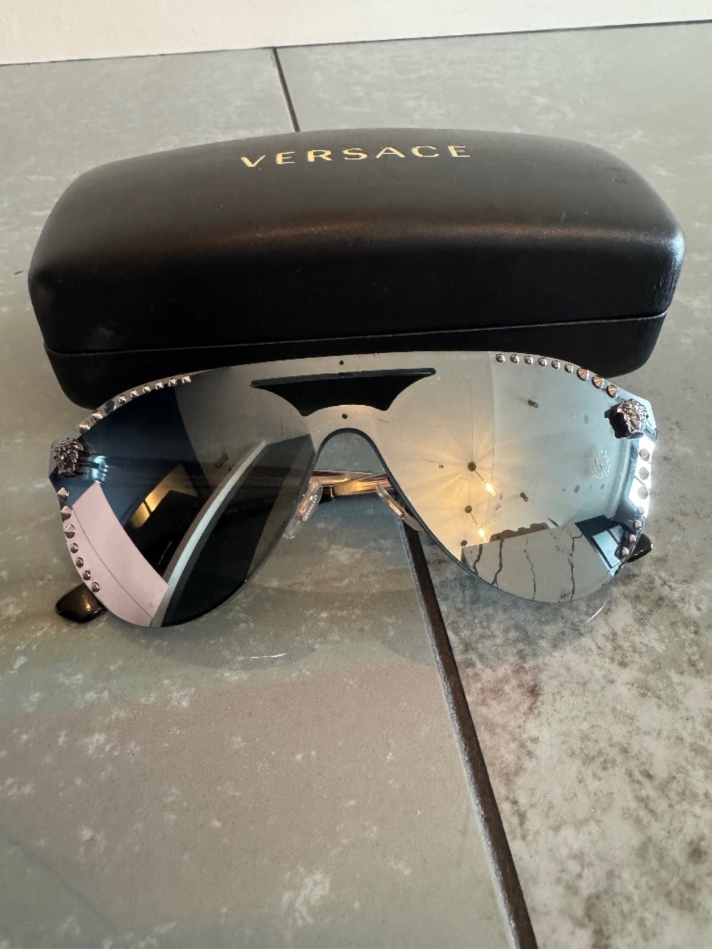 Versace Mirrored Silver Aviator Sunglasses